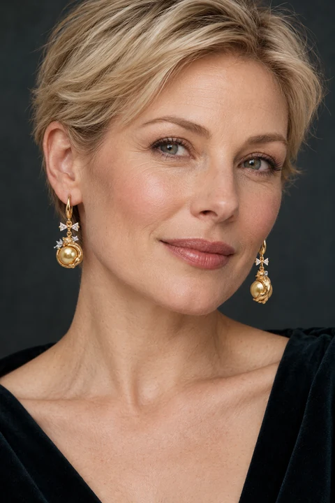 The Ariane Earrings worn on a model — AI-generated styling preview