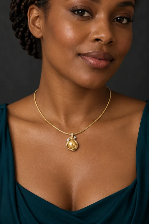 The Ariane Necklace worn on a model — AI-generated styling preview