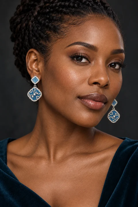 The Anouk Earrings worn on a model — AI-generated styling preview