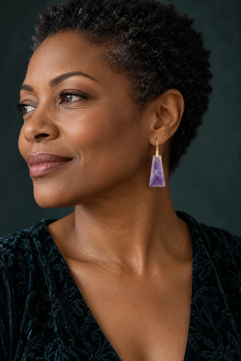 The Éléonore Waltz Earrings worn on a model — AI-generated styling preview