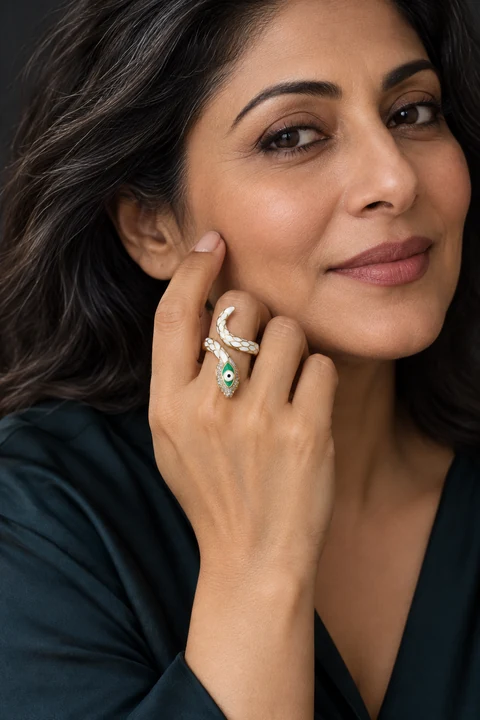 The Mireille Serenade Ring worn on a model — AI-generated styling preview