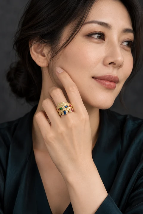 The Hortense Waltz Ring worn on a model — AI-generated styling preview