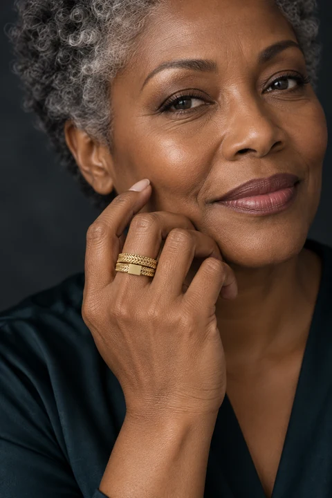 The Diane Arabesque Ring worn on a model — AI-generated styling preview