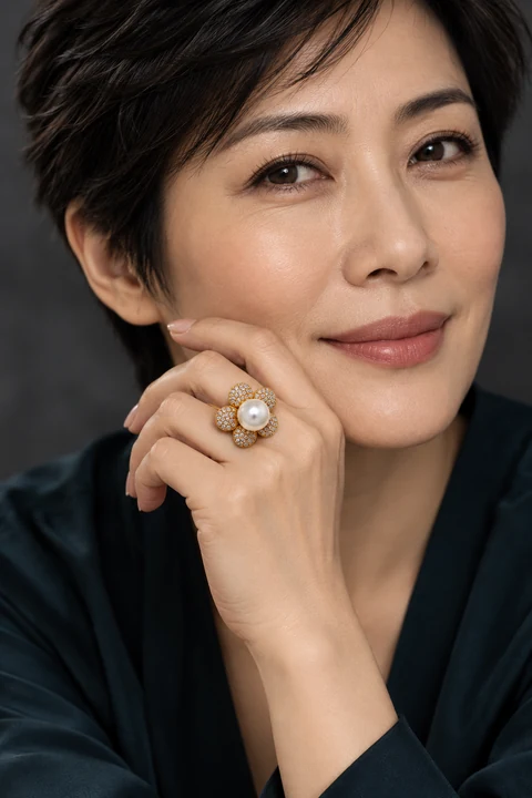 The Dorothée Nocturne Ring worn on a model — AI-generated styling preview