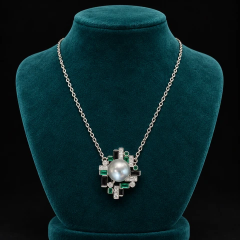 The Delphine Silver-Tone Necklace on a jewelry display — AI-generated styling preview