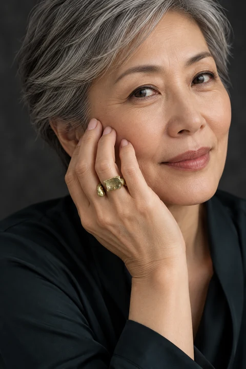 The Cécile Promenade Ring worn on a model — AI-generated styling preview