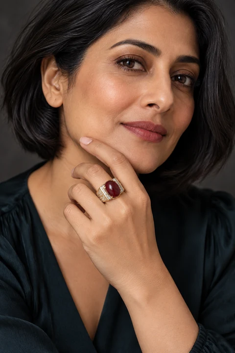 The Marie Sonata Ring worn on a model — AI-generated styling preview