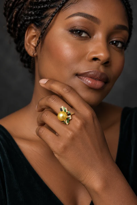 The Delphine Gold-Tone Ring worn on a model — AI-generated styling preview
