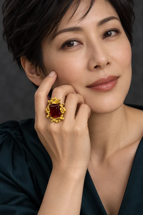 The Marie Nocturne Ring worn on a model — AI-generated styling preview