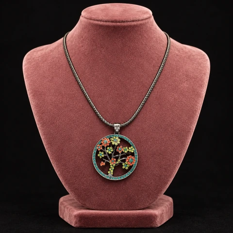 The Aveline Black Necklace on a jewelry display — AI-generated styling preview