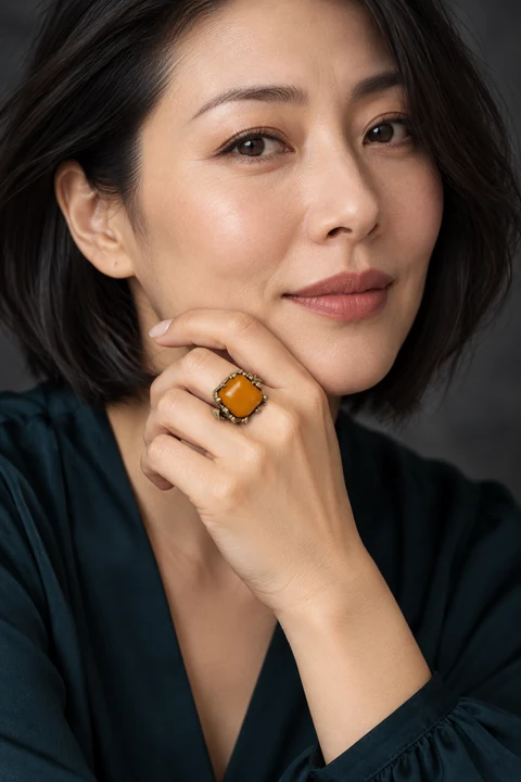The Gaëlle Serenade Ring worn on a model — AI-generated styling preview