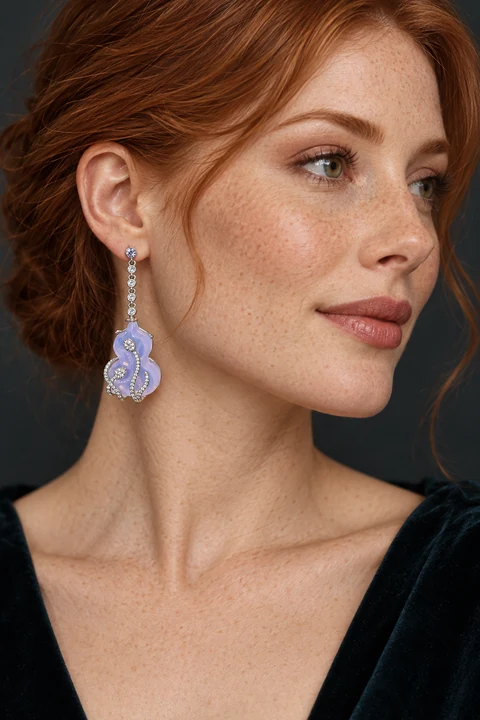 The Léonie Earrings worn on a model — AI-generated styling preview