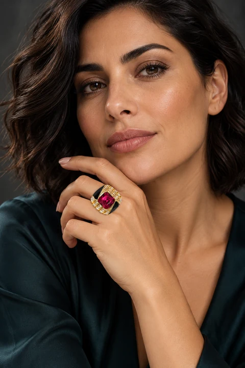 The Cosette Promenade Ring worn on a model — AI-generated styling preview