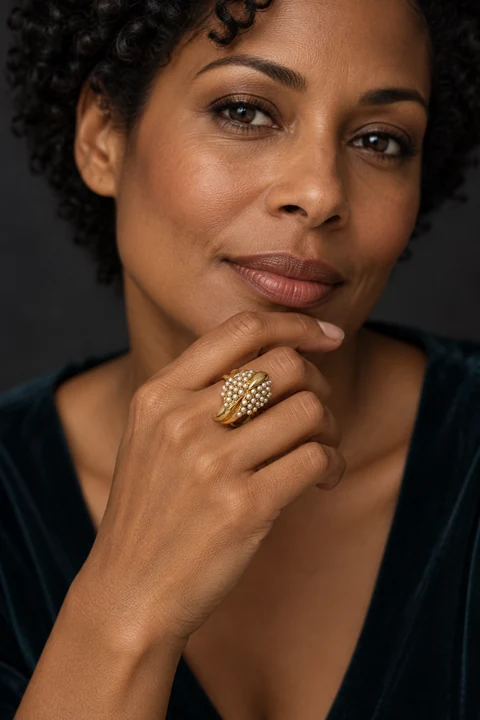 The Philomène Promenade Ring worn on a model — AI-generated styling preview