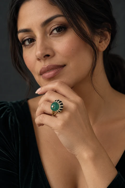 The Lise Serenade Ring worn on a model — AI-generated styling preview