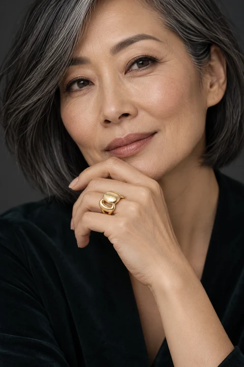 The Théa Fable Ring worn on a model — AI-generated styling preview