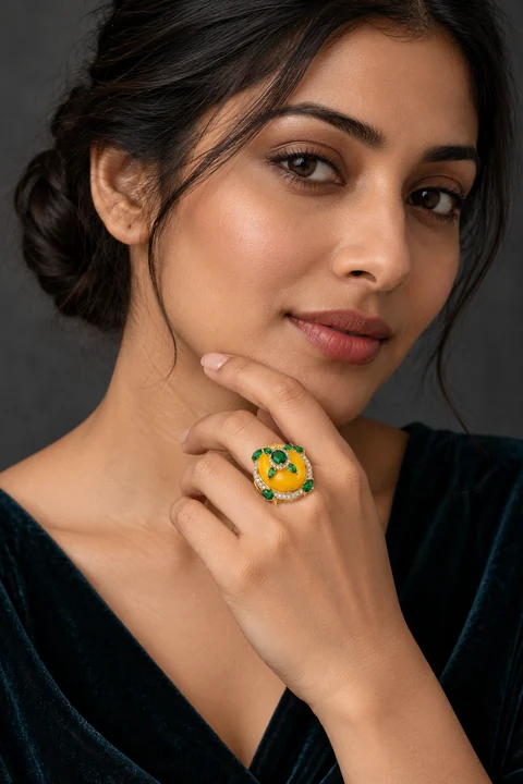 The Antoinette Gold-Tone Ring worn on a model — AI-generated styling preview