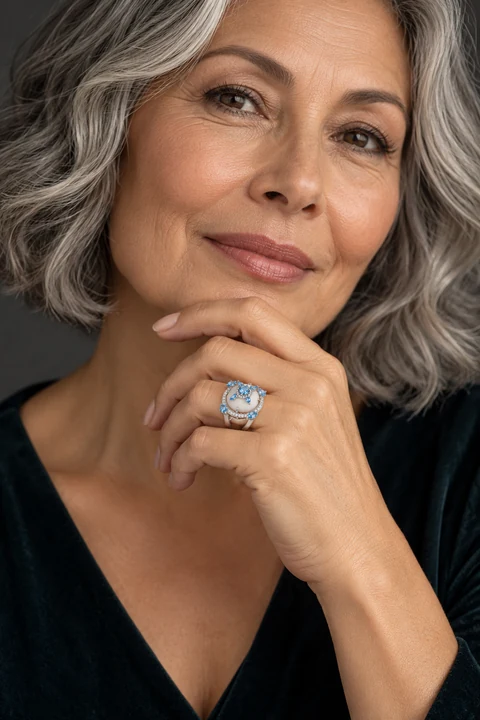 The Antoinette Silver-Tone Ring worn on a model — AI-generated styling preview