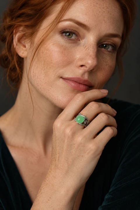 The Fleur Reverie Ring worn on a model — AI-generated styling preview