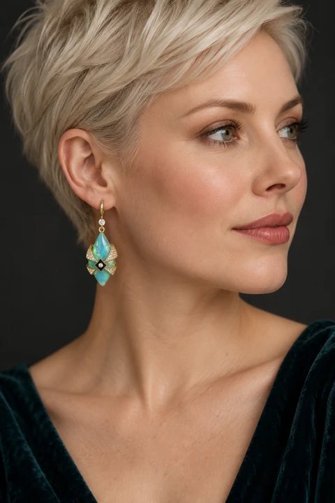The Noémie Gold-Tone Earrings worn on a model — AI-generated styling preview