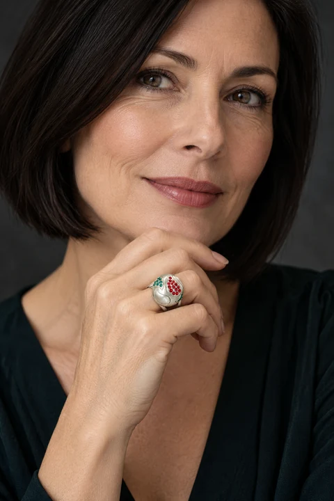 The Diane Reverie Silver-Tone Ring worn on a model — AI-generated styling preview