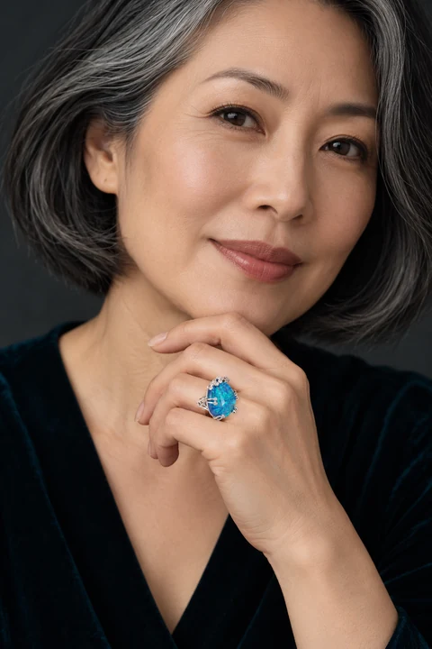 The Clarisse Arabesque Ring worn on a model — AI-generated styling preview