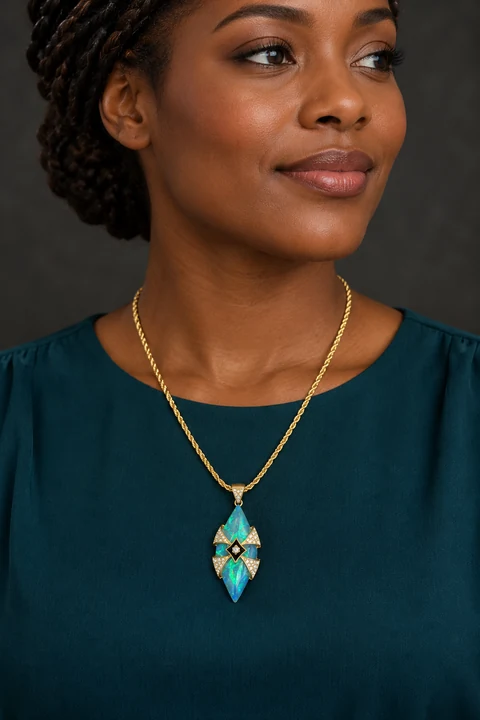 The Noémie Gold-Tone Necklace worn on a model — AI-generated styling preview