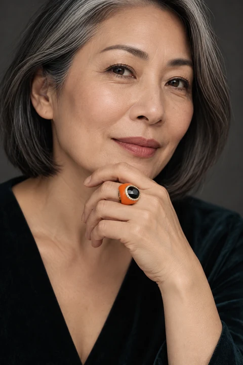 The Véronique Reverie Black Ring worn on a model — AI-generated styling preview