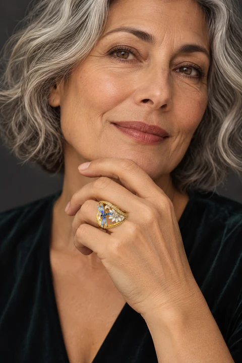 The Solange Poème Ring worn on a model — AI-generated styling preview