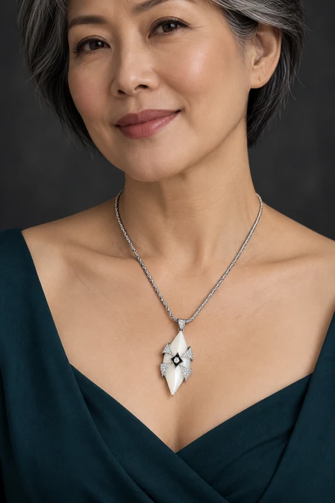 The Noémie Silver-Tone Necklace worn on a model — AI-generated styling preview