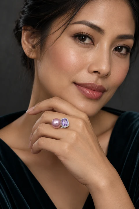 The Suzanne Fable Ring worn on a model — AI-generated styling preview