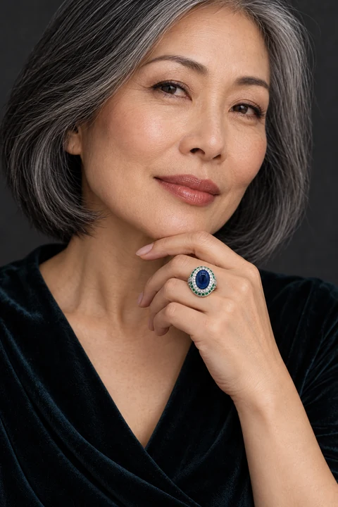 The Ambre Reverie Ring worn on a model — AI-generated styling preview