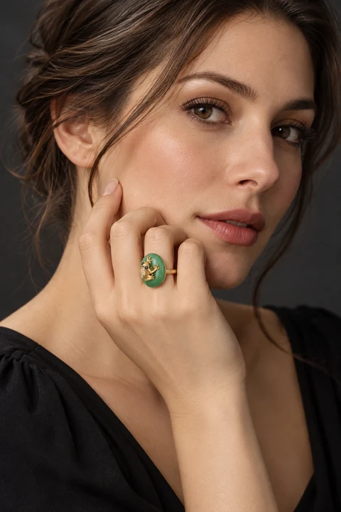 The Suzanne Éclat Ring worn on a model — AI-generated styling preview