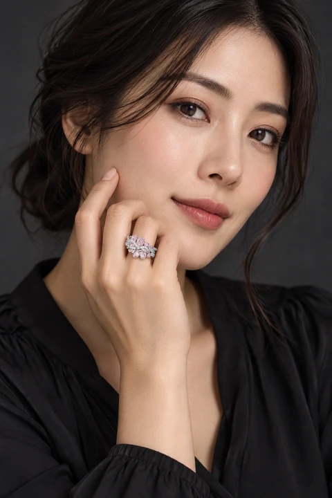 The Florence Serenade Ring worn on a model — AI-generated styling preview