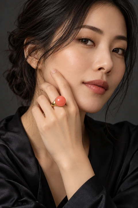 The Mirabelle Waltz Ring worn on a model — AI-generated styling preview