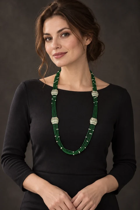 The Jasmine Éclat Necklace worn on a model — AI-generated styling preview