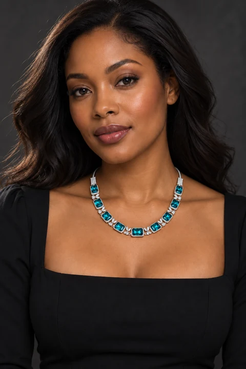 The Adeline Nocturne Necklace worn on a model — AI-generated styling preview