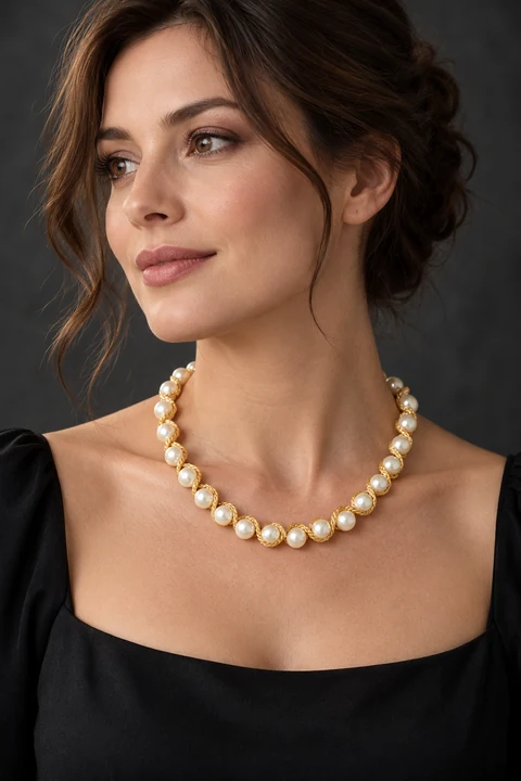 The Sophie Rhapsody Necklace worn on a model — AI-generated styling preview