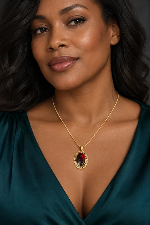 The Colette Promenade Necklace worn on a model — AI-generated styling preview