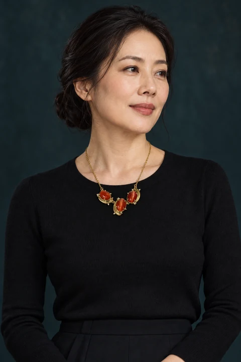The Francine Rhapsody Necklace worn on a model — AI-generated styling preview