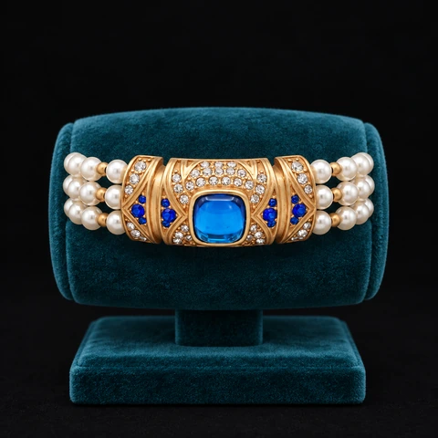 The Petal Waltz Bracelet on a jewelry display — AI-generated styling preview