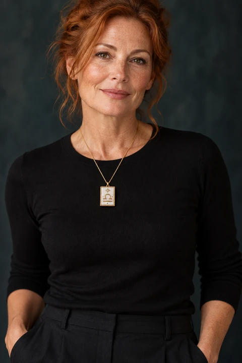 The Salomé Sonnet Necklace worn on a model — AI-generated styling preview