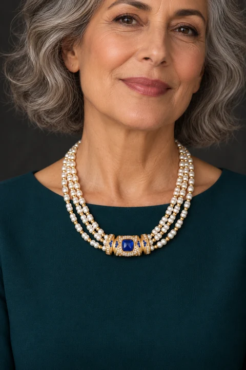 The Petal Waltz Necklace worn on a model — AI-generated styling preview