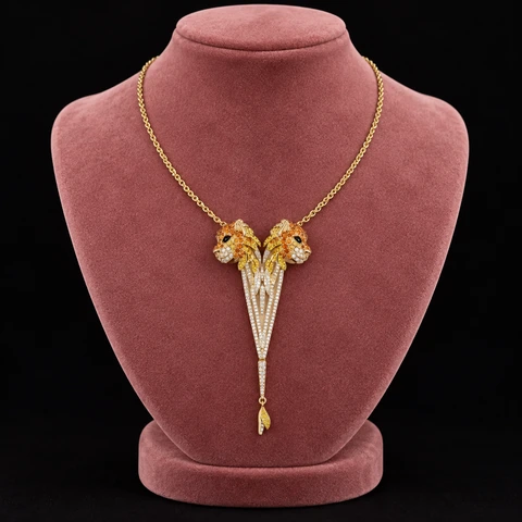 The Golden Hour Necklace on a jewelry display — AI-generated styling preview