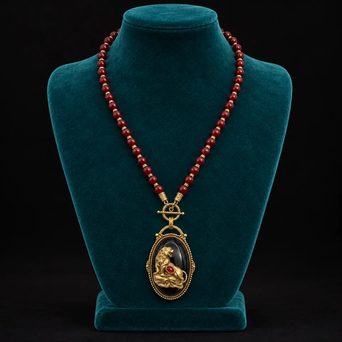 The Clair de Lune Necklace on a jewelry display — AI-generated styling preview