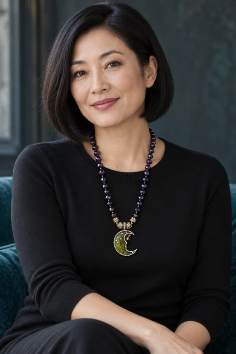 The Charlotte Waltz Green Necklace worn on a model — AI-generated styling preview