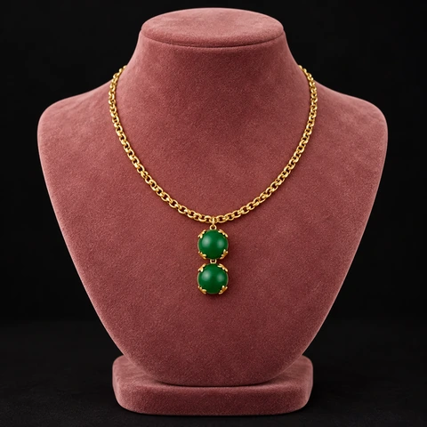 The Odette Sonnet Necklace on a jewelry display — AI-generated styling preview