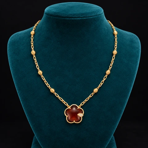 The Isabeau Rhapsody Necklace on a jewelry display — AI-generated styling preview