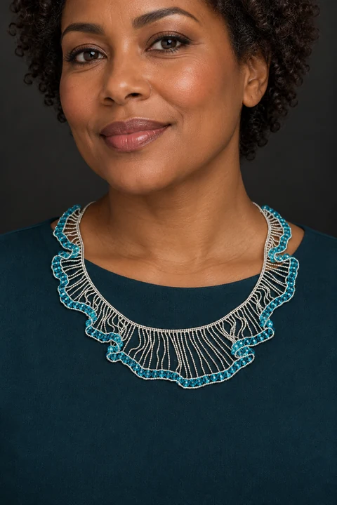The Flora Éclat Necklace worn on a model — AI-generated styling preview