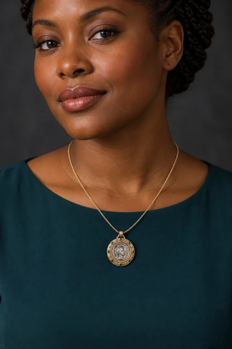 The Isabelle Serenade Necklace worn on a model — AI-generated styling preview